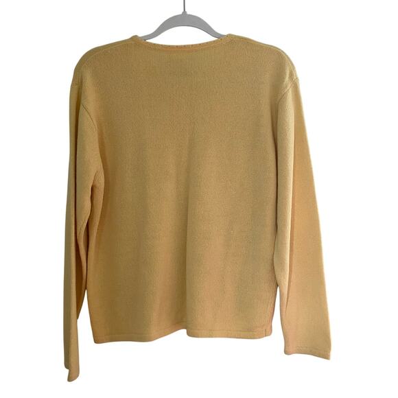 Vintage Knit Sweater Cardigan Northern Reflections Yellow Flower Womens Size Med - Picture 2 of 7